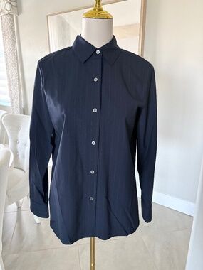 NWT Theory Navy New Tailor Pinstripe Shirt
